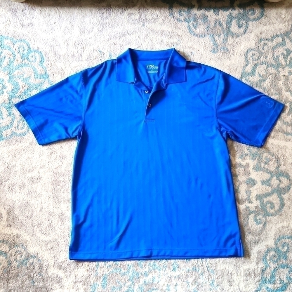 Mens PGA TOUR GOLF POLO ROYAL BLUE LARGE